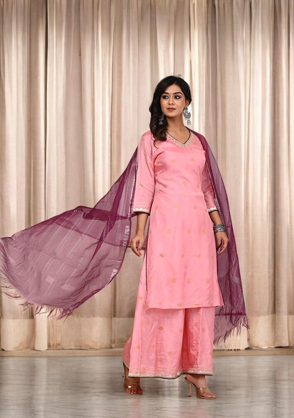 Blush Pink Suit Set with Dupatta