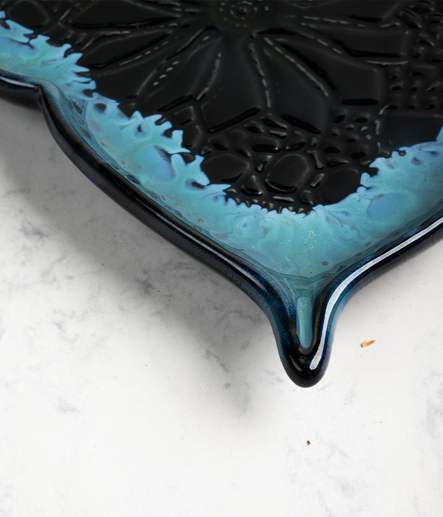 Mandala Blue Ceramic Platter