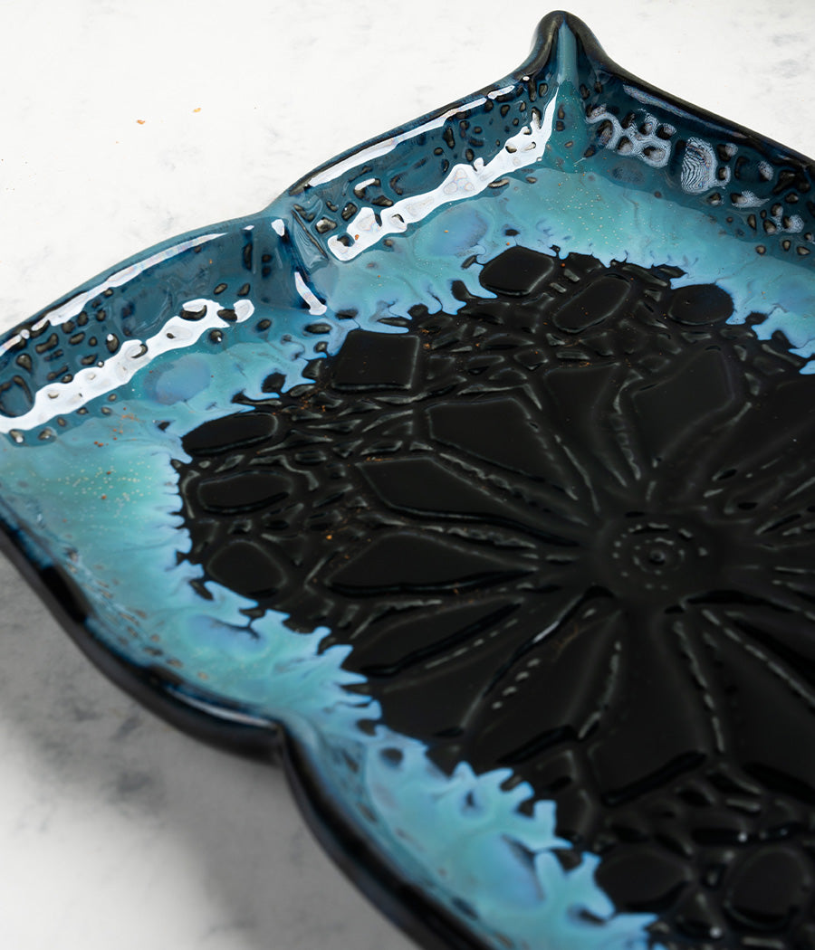 Mandala Blue Ceramic Platter