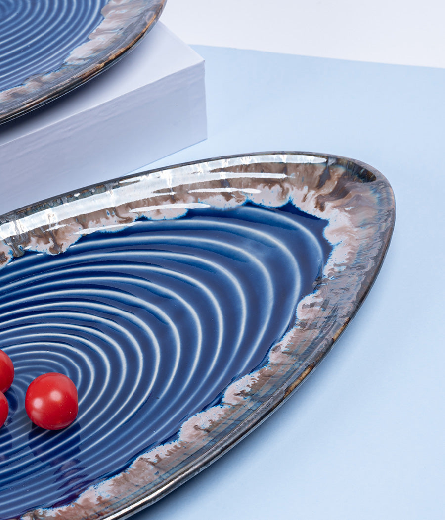 Blue-Grey Energy Ceramic Platter Set