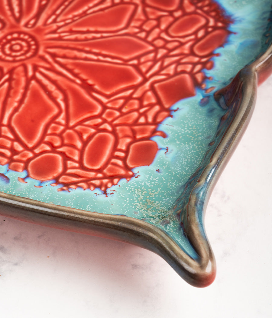 Mandala Red Ceramic Platter