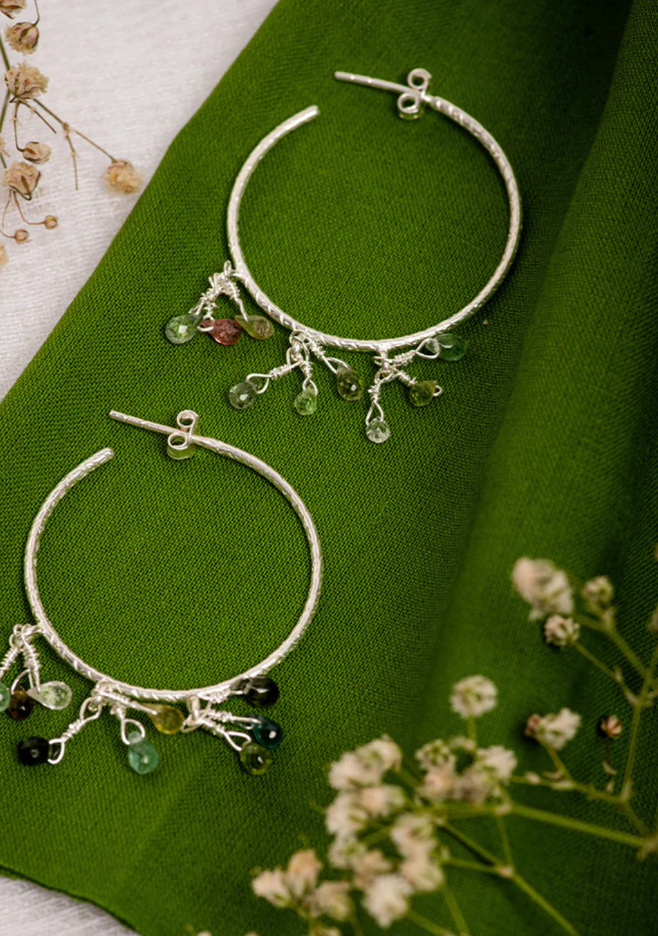 Tourmaline Loop Jhalar Earrings