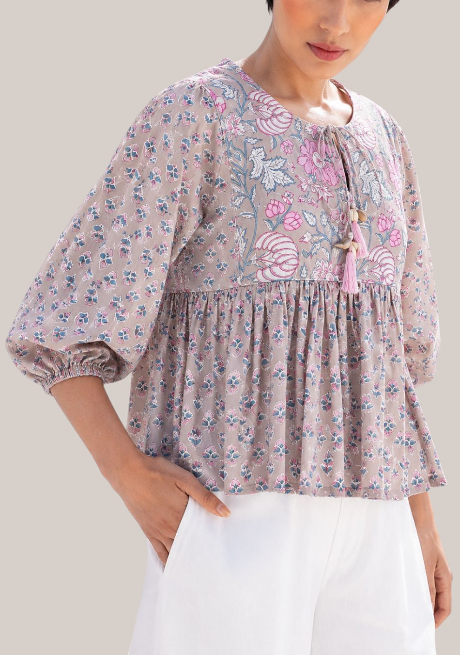 Aravalii Spring Blossom Peplum Top