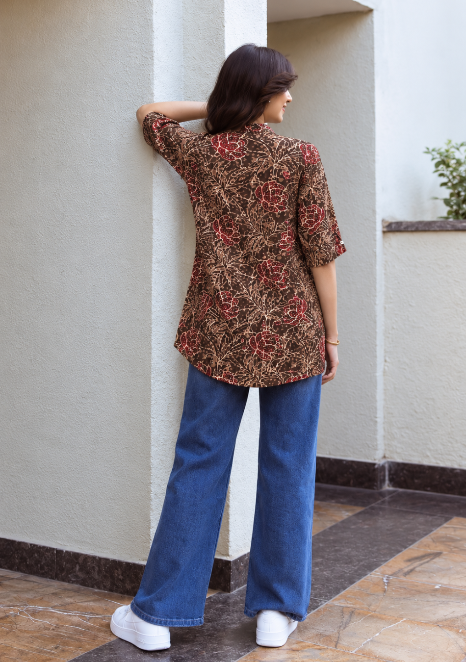 Cocoa Folk Flora Printed Top