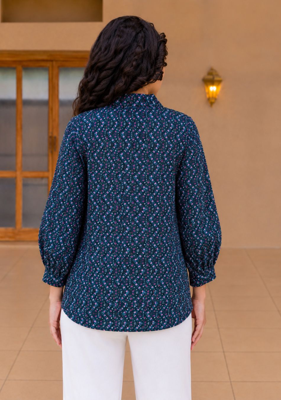 The Azure Bloom Zig-Zag Top