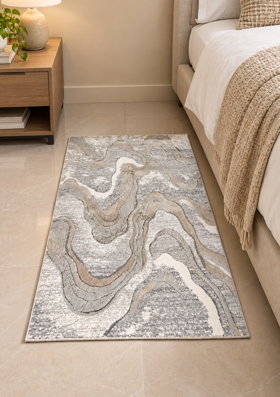 Aravalii Ivory Mist Abstract Carpet