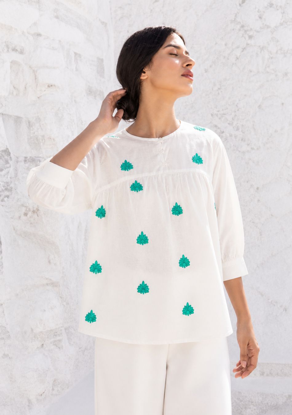 Turquoise floral Pop Top