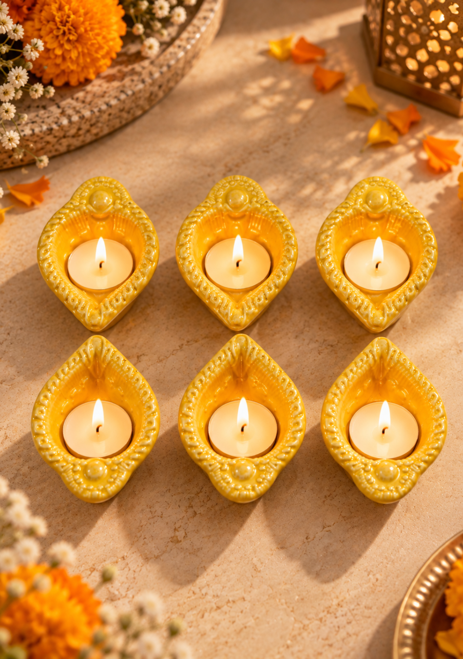 Amber Swastic Diya Set of 6