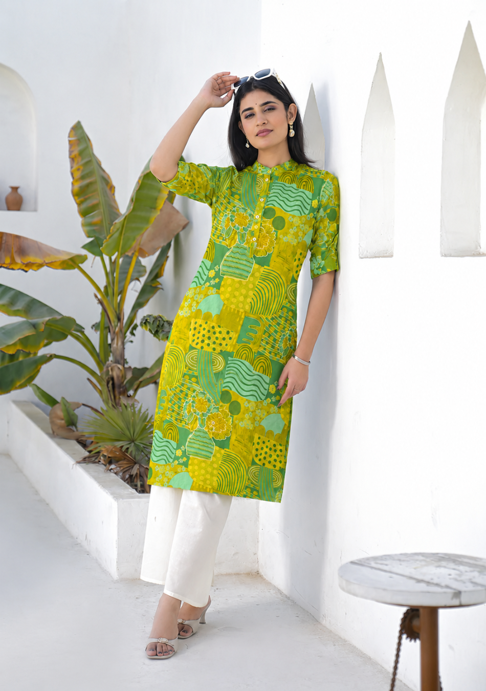 Lime Meadow Printed Kurta
