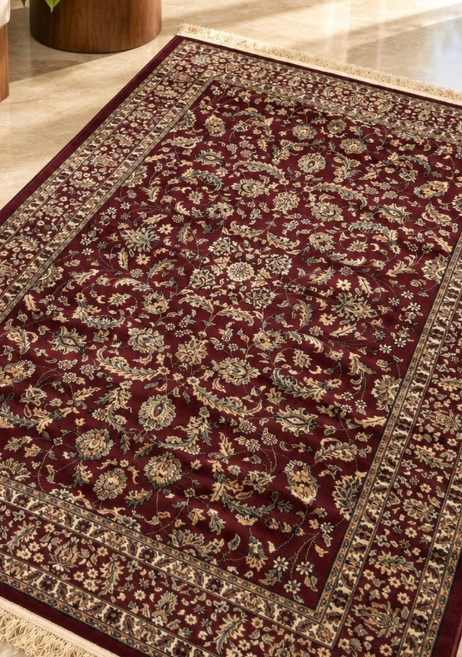 Burgundy Royal Garden Silk Carpet