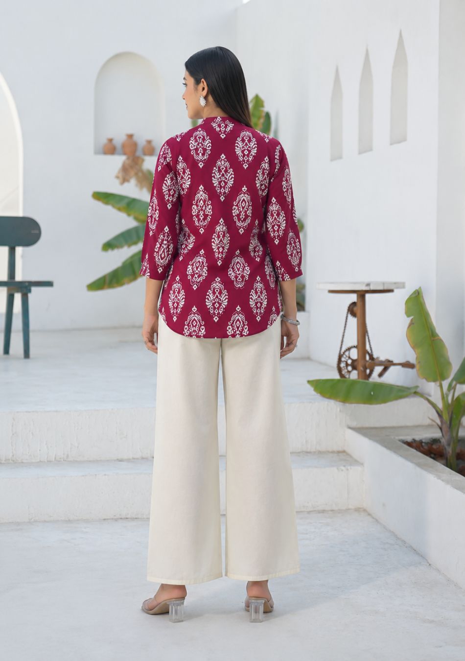 Aravalii Red Heritage Print Top