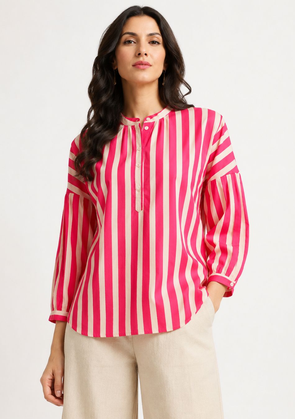 Candy Stripe Puff Sleeve Shirt