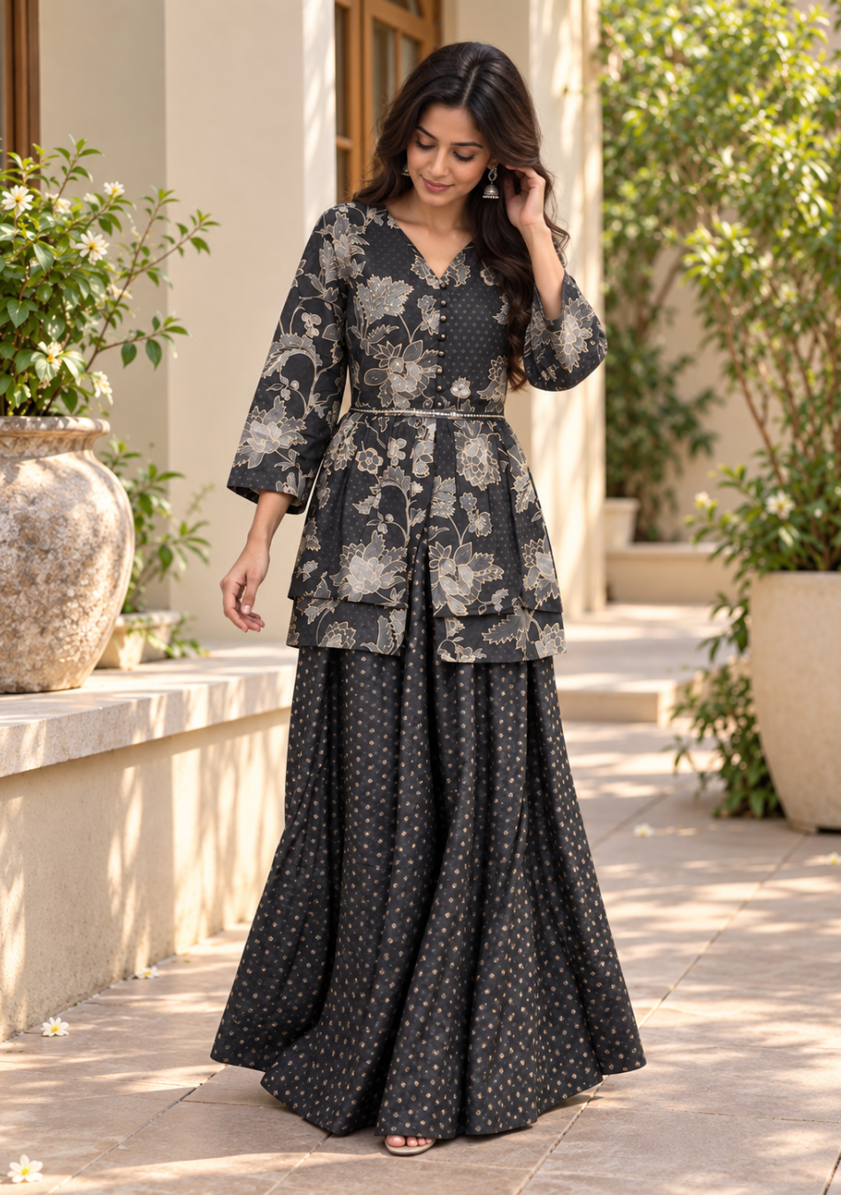 Aravalii Black Noor Adaa Work Sharara Set