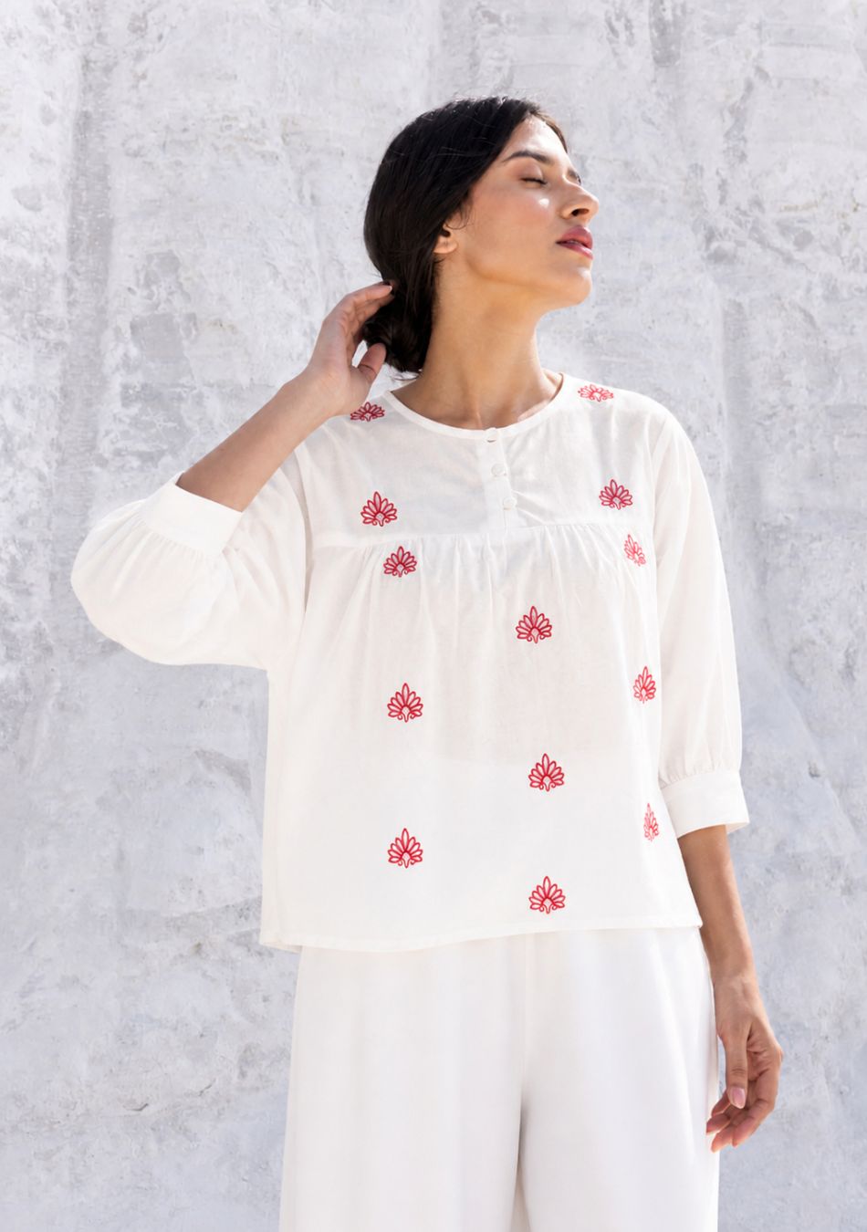 Red Floral Pop Top