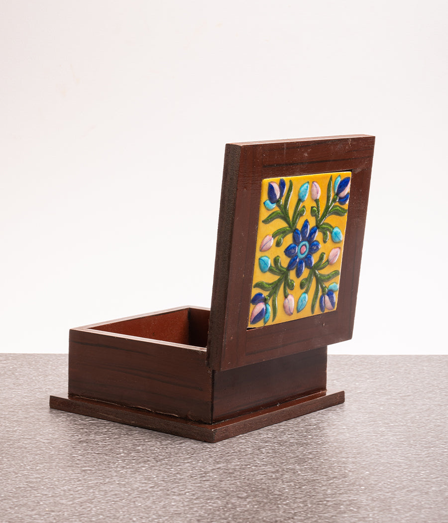 Wooden Blue Pottery Box