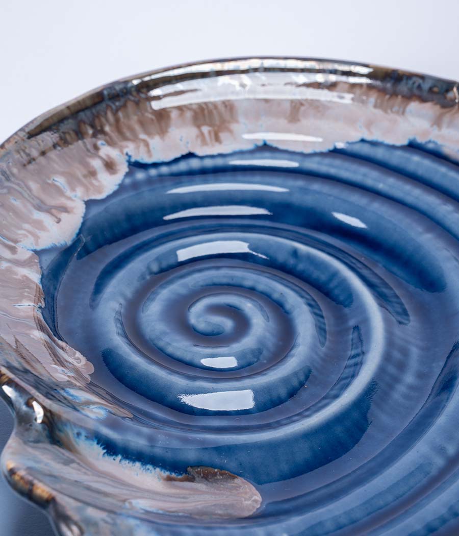 Seashell Blue-Grey Ceramic Platter Set