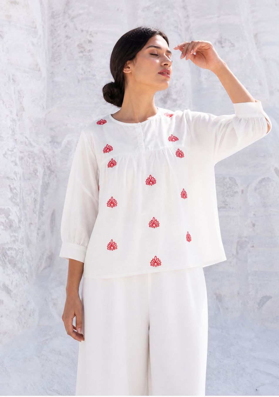 Red Floral Pop Top