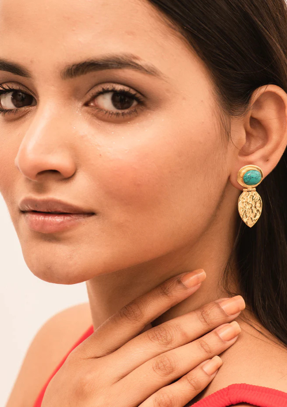 Turquoise Eye Gold Plated Earrings