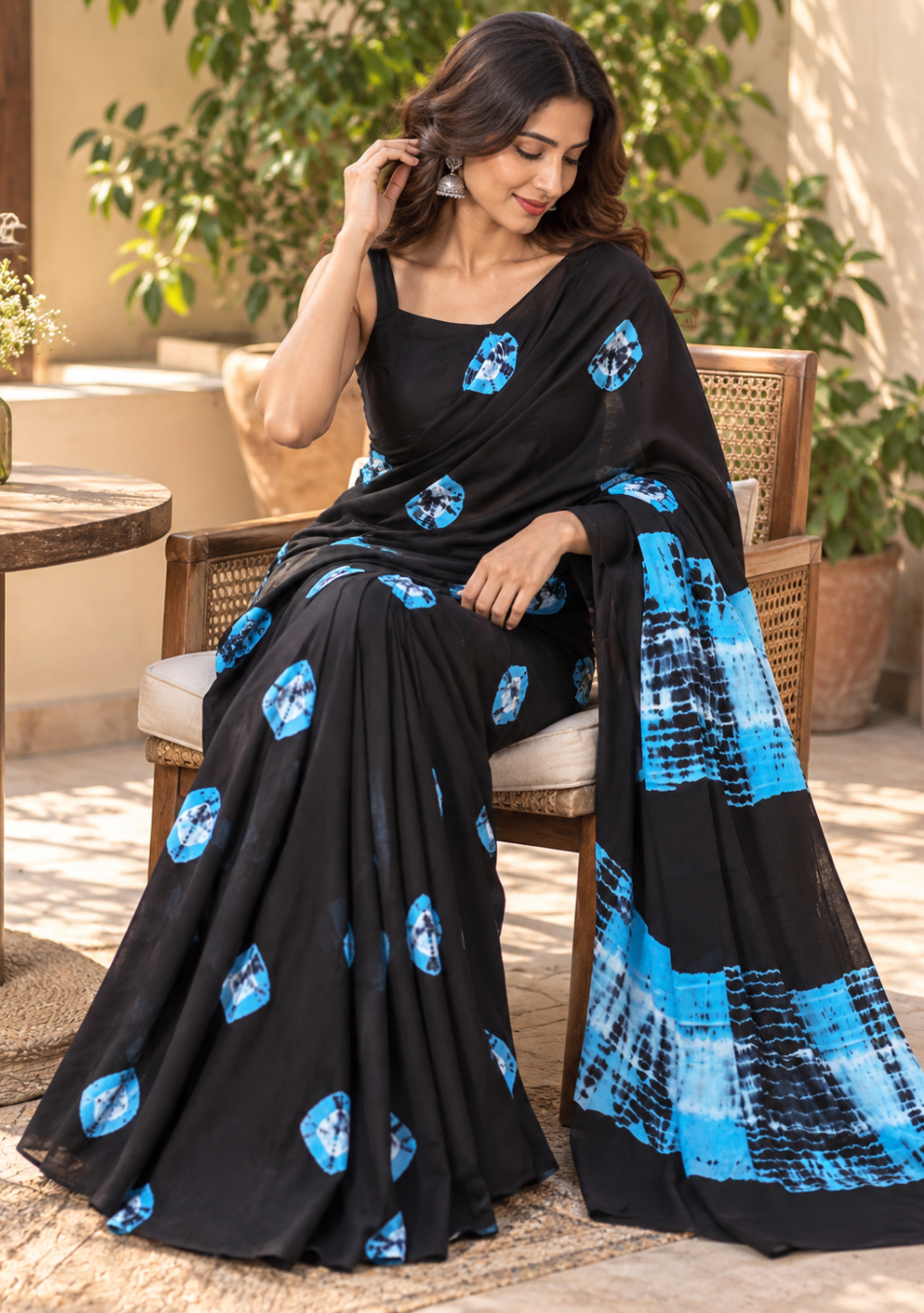 Aravalii Blue Tide Hand Block Cotton Saree