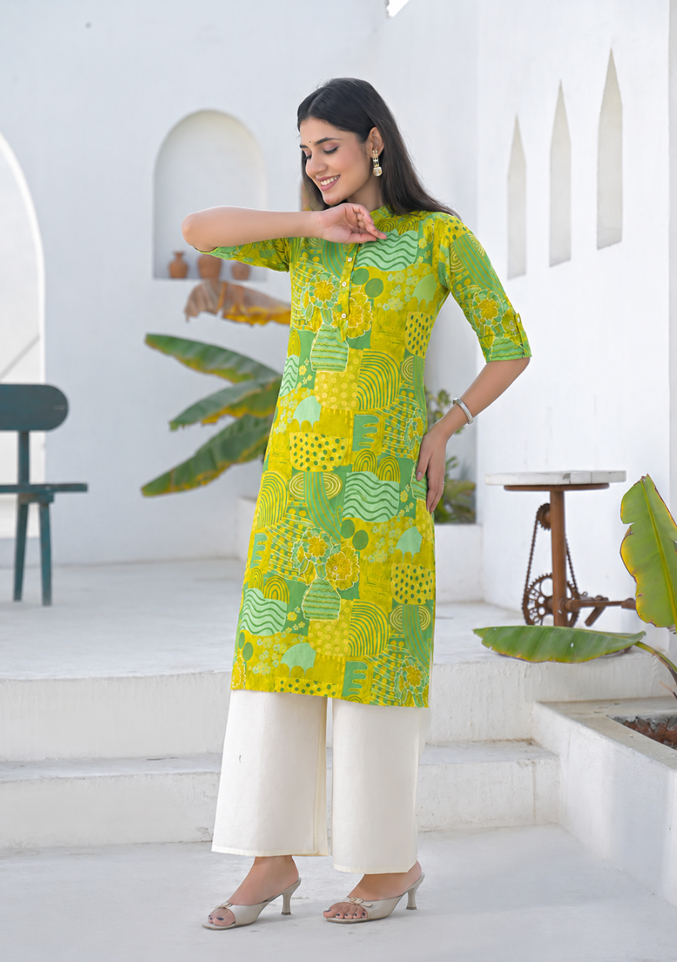 Lime Meadow Printed Kurta