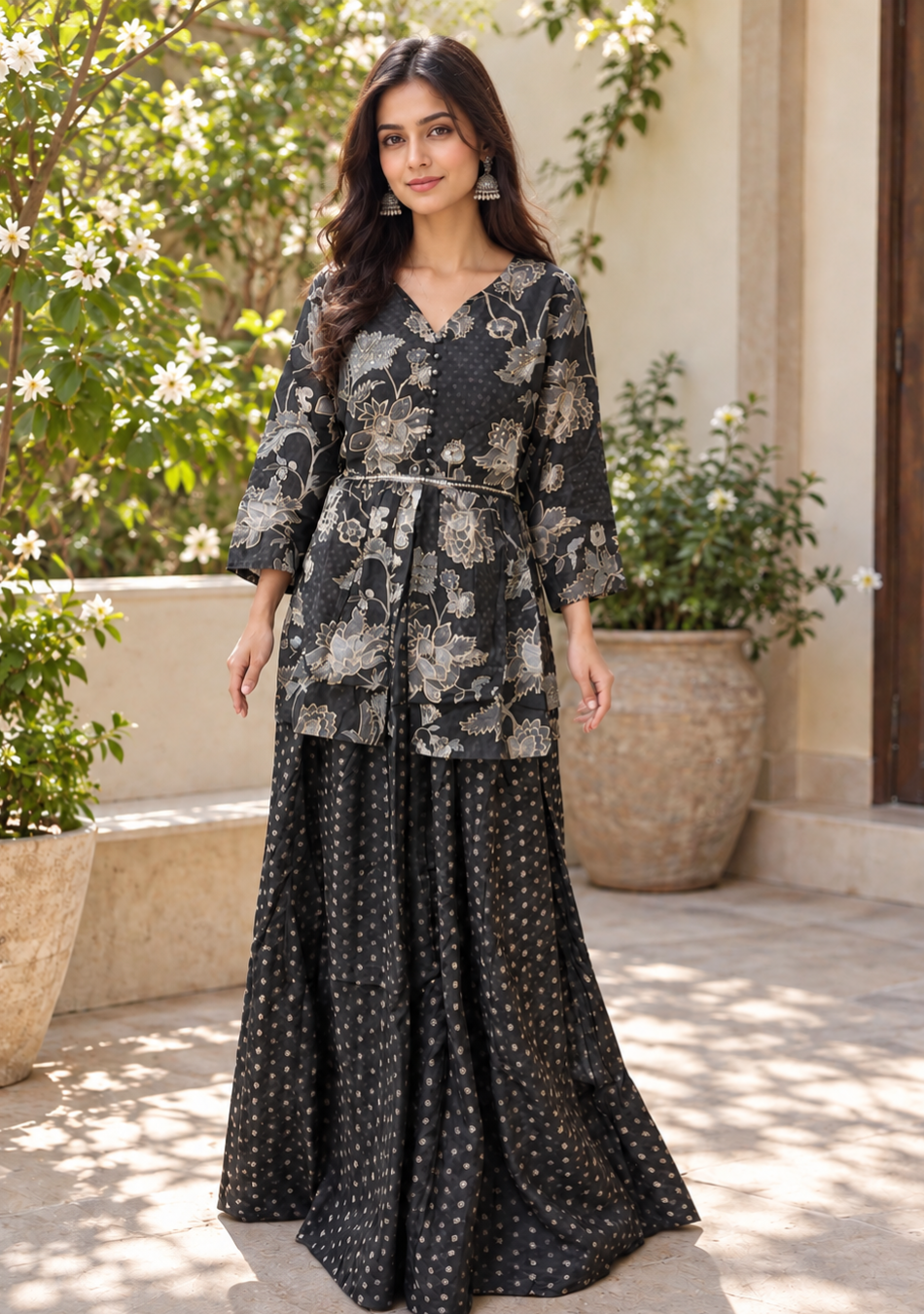 Aravalii Black Noor Adaa Work Sharara Set