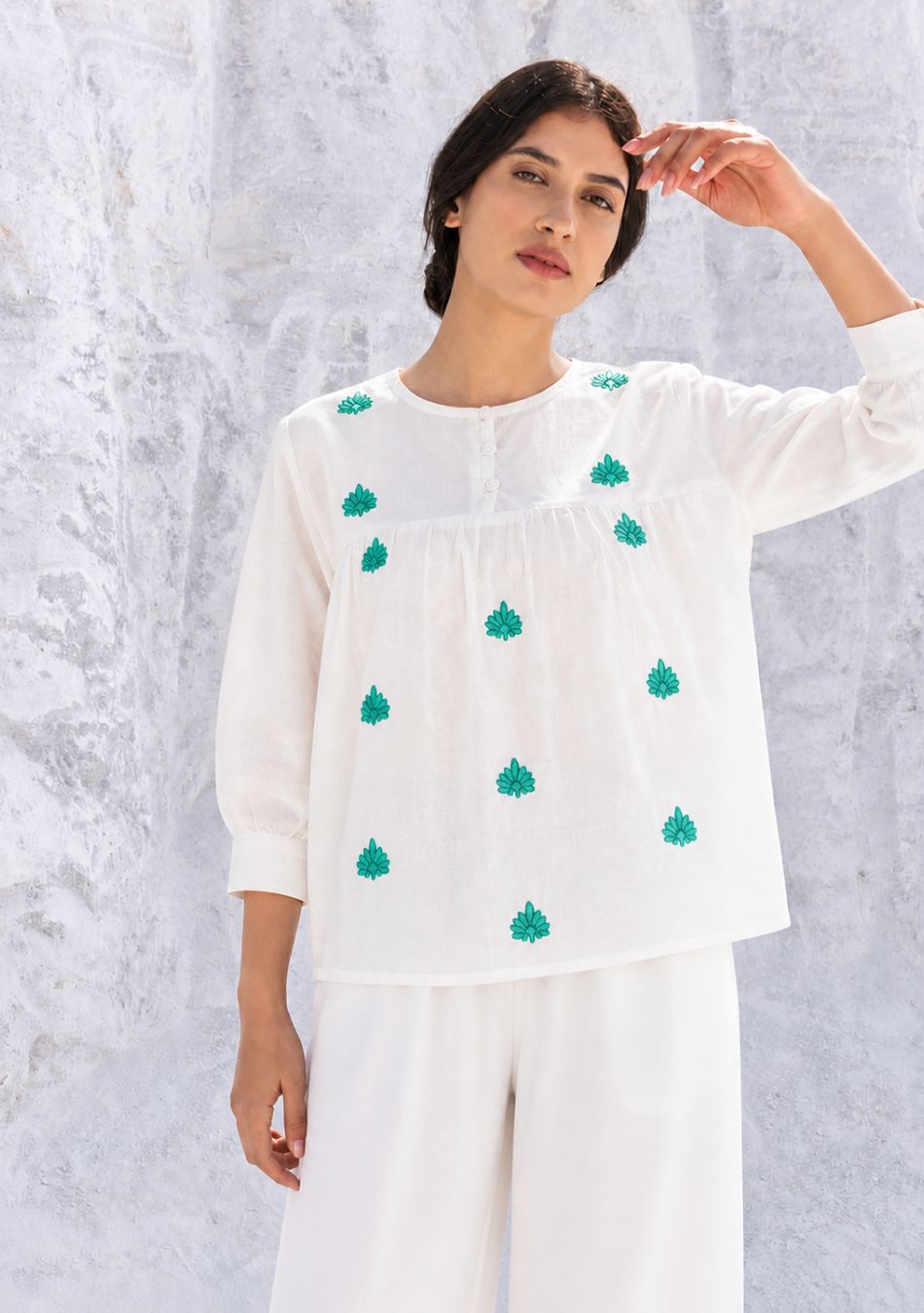 Turquoise floral Pop Top