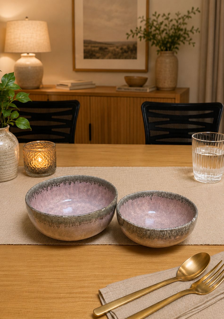 Peachy Sunset Slight Serving Bowls - Set Of 2