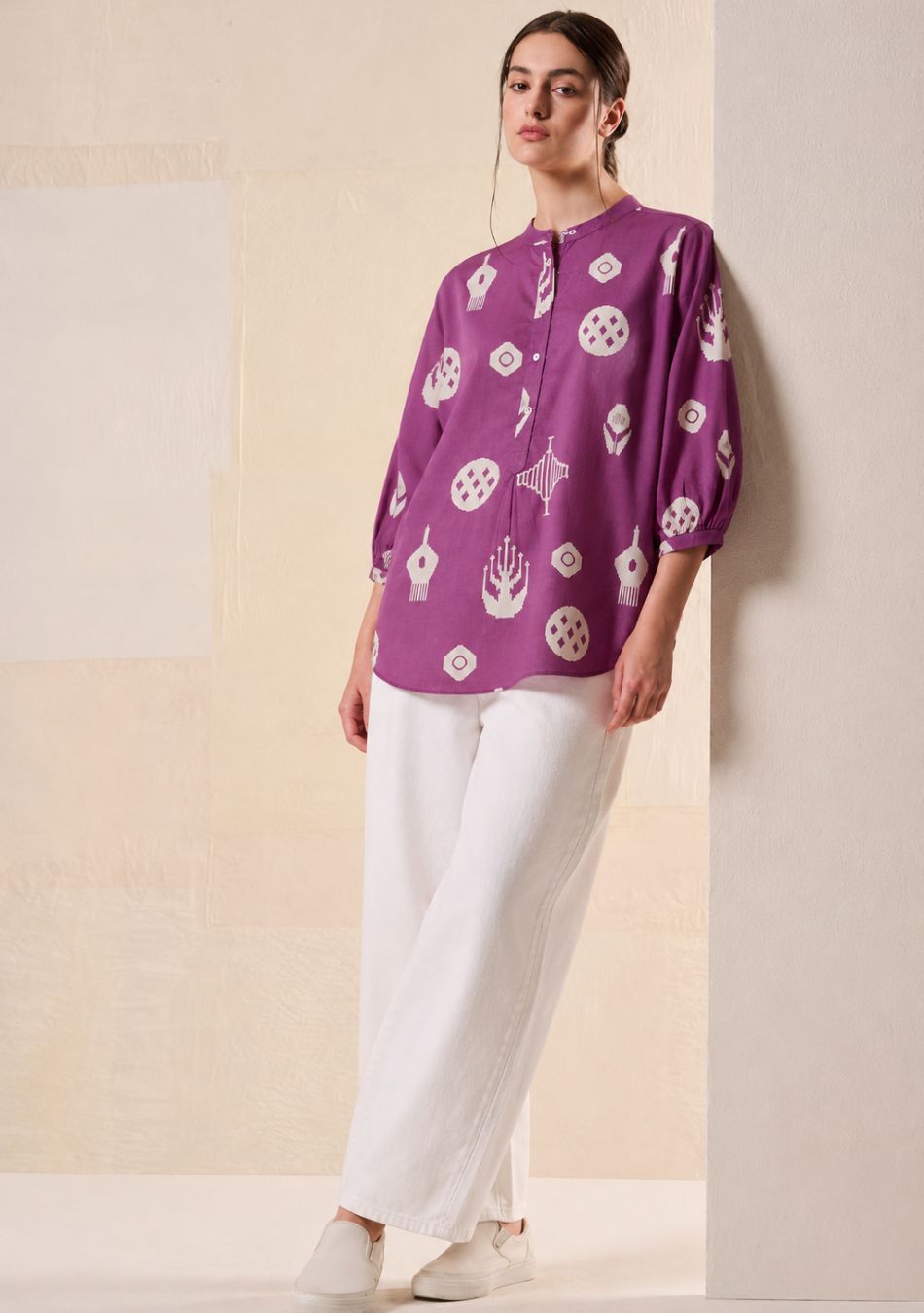 Aravalii Violet Loom Abstract Top