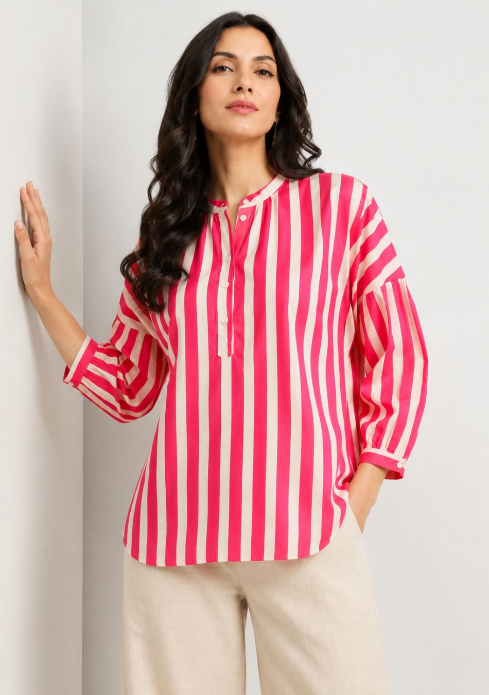 Candy Stripe Puff Sleeve Shirt