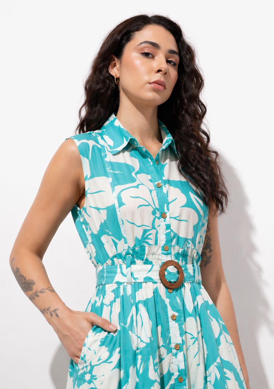 Aravalii Aqua Jardin Midi Dress