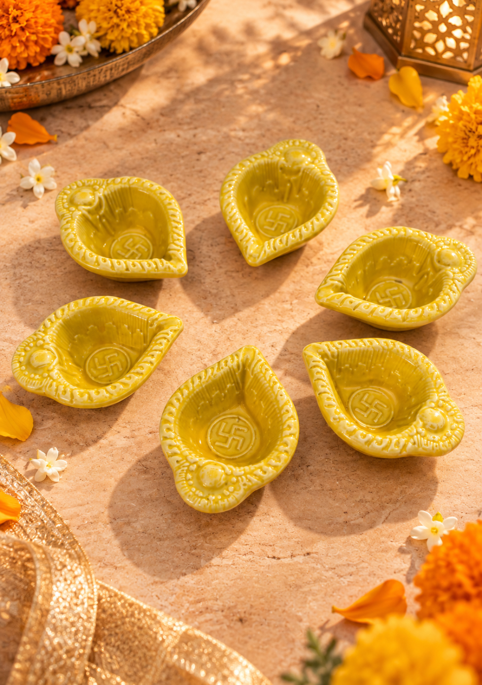 Amber Swastic Diya Set of 6