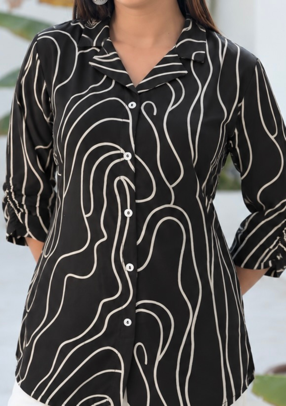 Fluid Lines Shirt Style Top