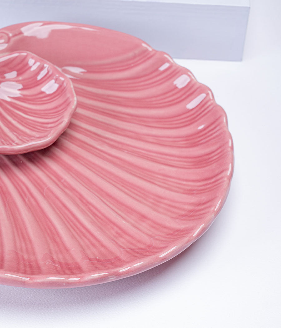 Seashell & Seashell Pink Ceramic Platter Set