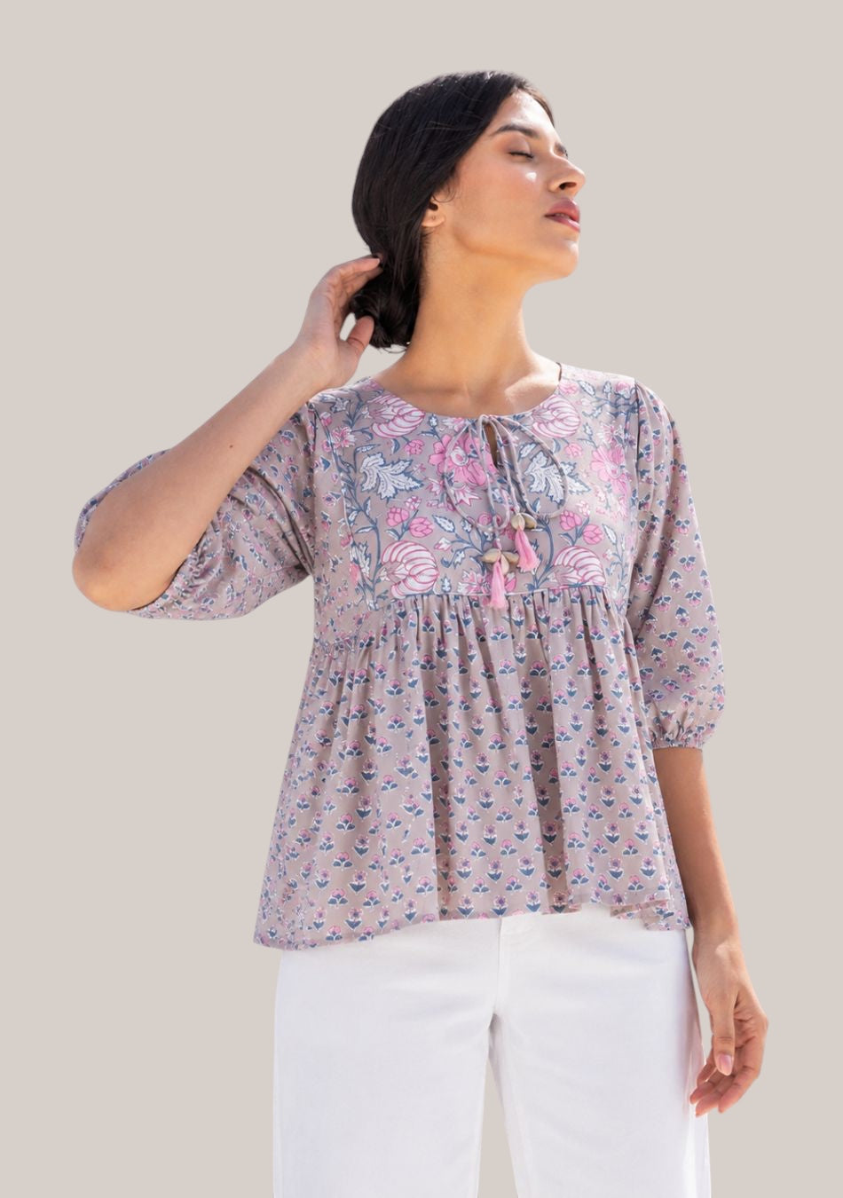 Aravalii Spring Blossom Peplum Top