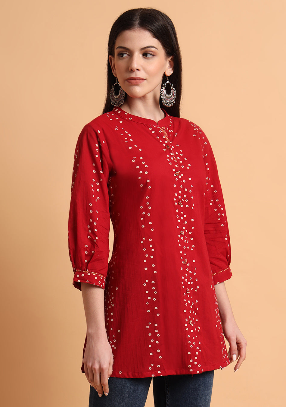 Deep Red Bandhani Top