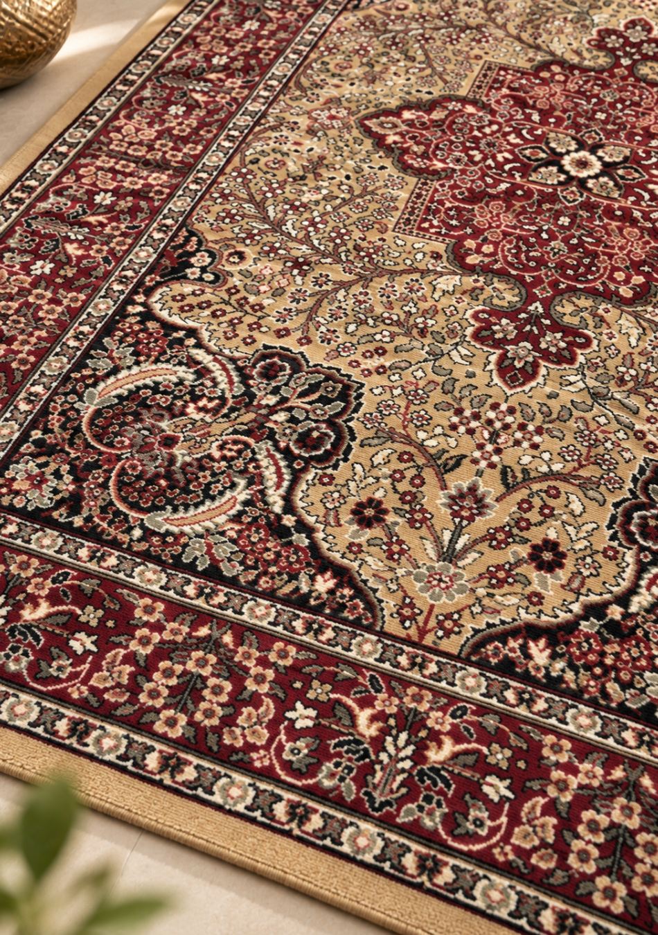 Aravalii Heritage Burgundy Medallion Wool Carpet