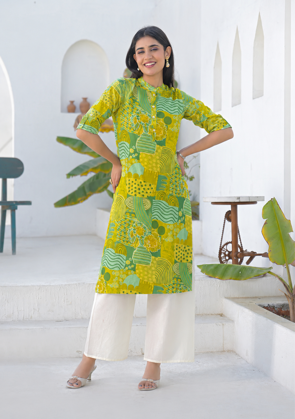 Lime Meadow Printed Kurta