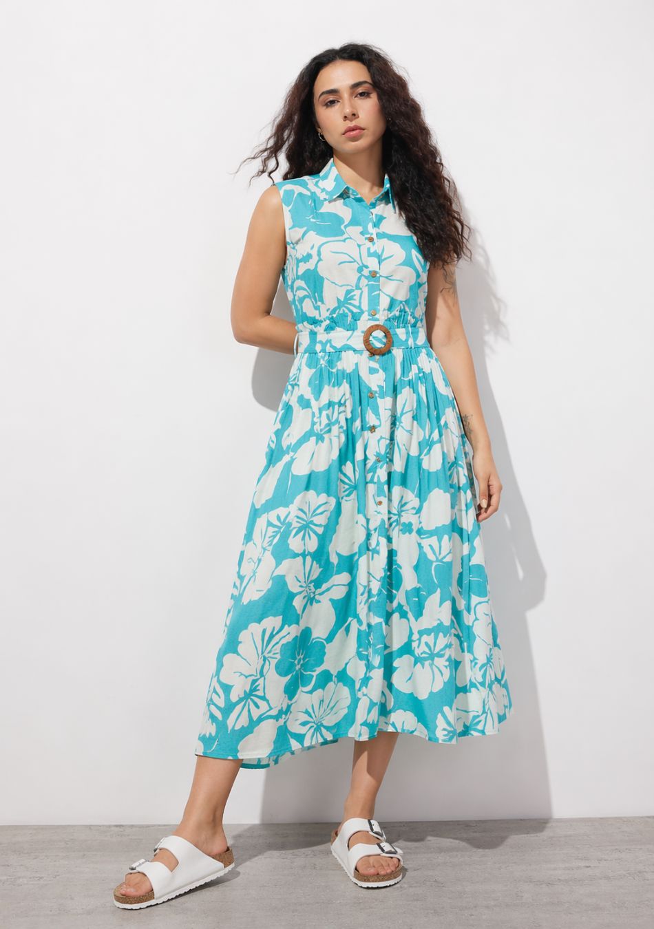 Aravalii Aqua Jardin Midi Dress