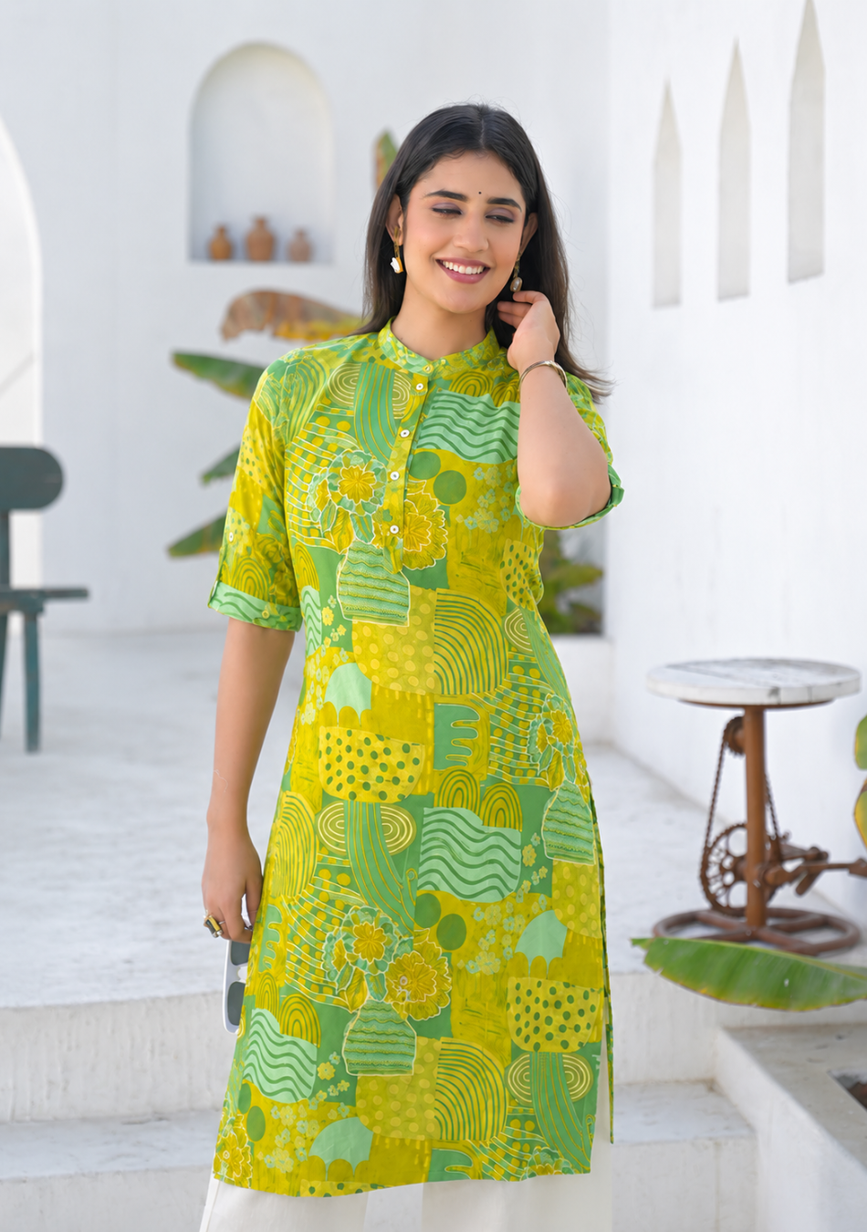 Lime Meadow Printed Kurta