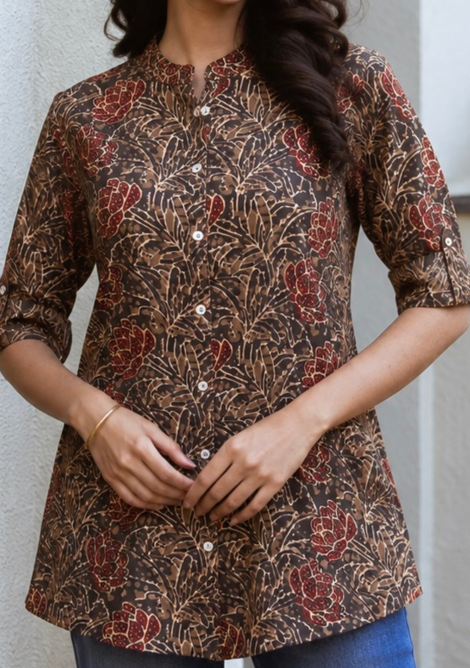 Cocoa Folk Flora Printed Top