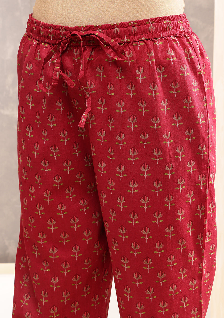 Crimson Printed Suit Set