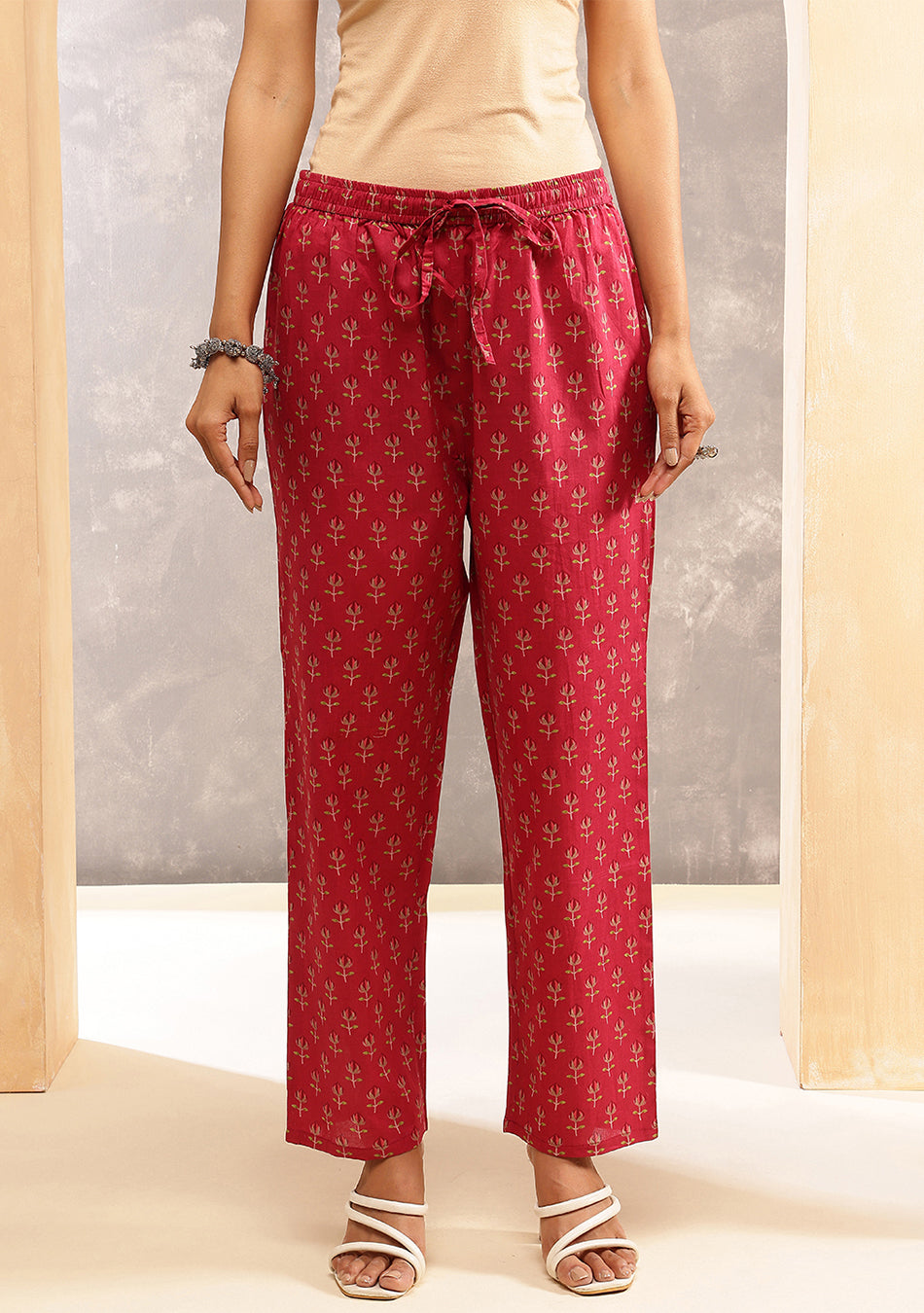 Crimson Printed Suit Set