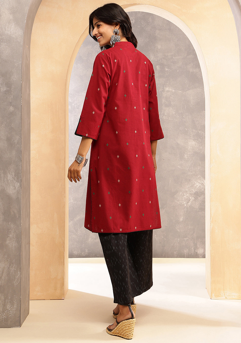 Garnet Grace Ikkat Kurta Set