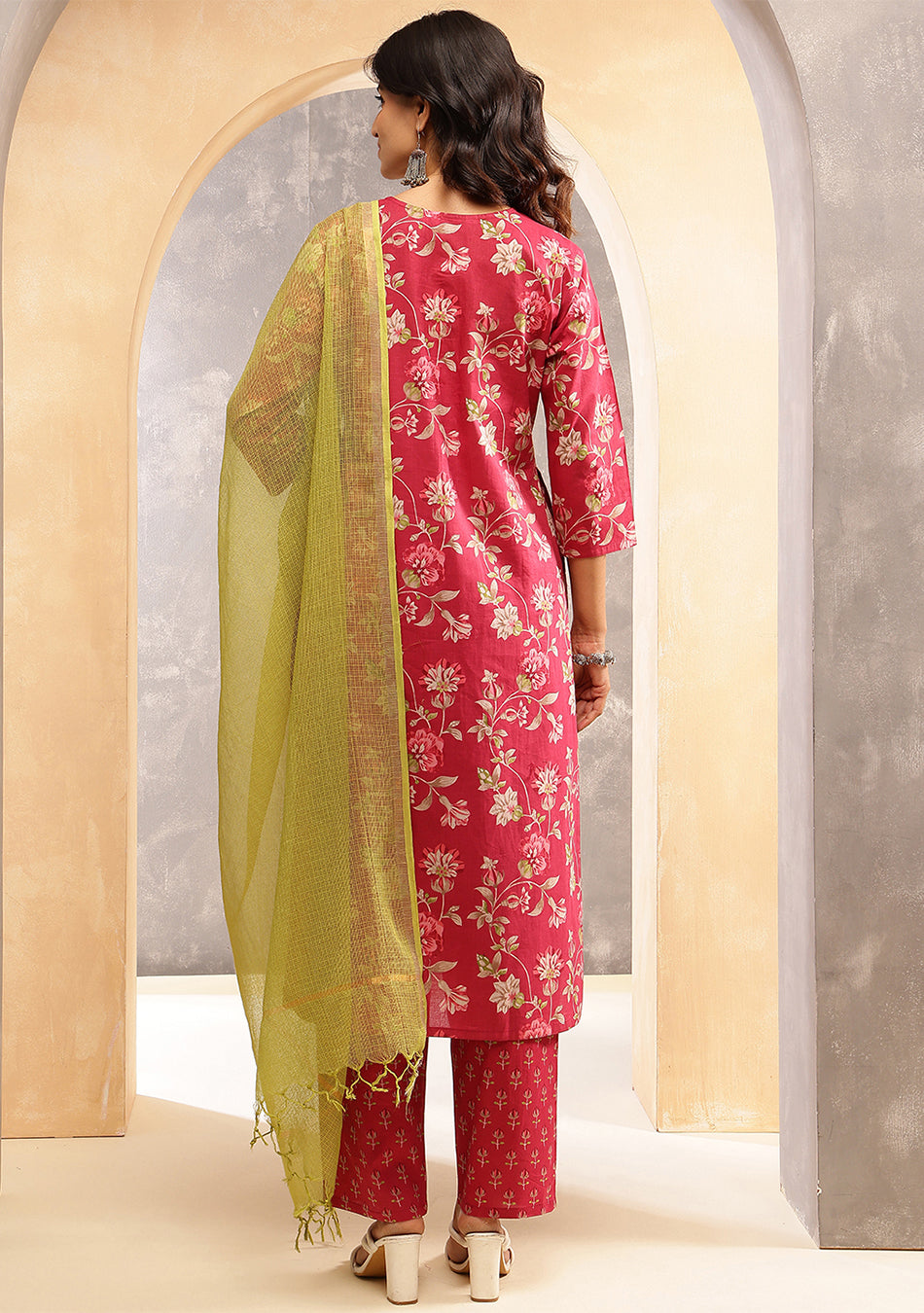 Crimson Printed Suit Set