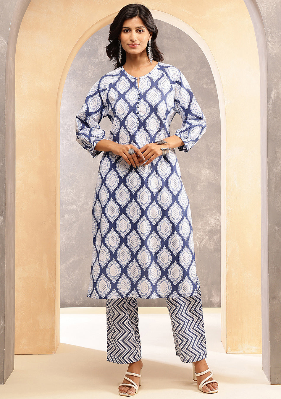 Navy Ripple Kurta Set