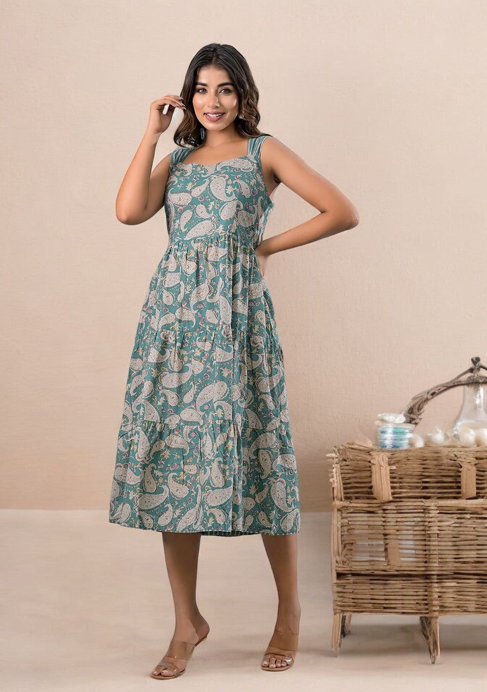 Paisley Green Dress