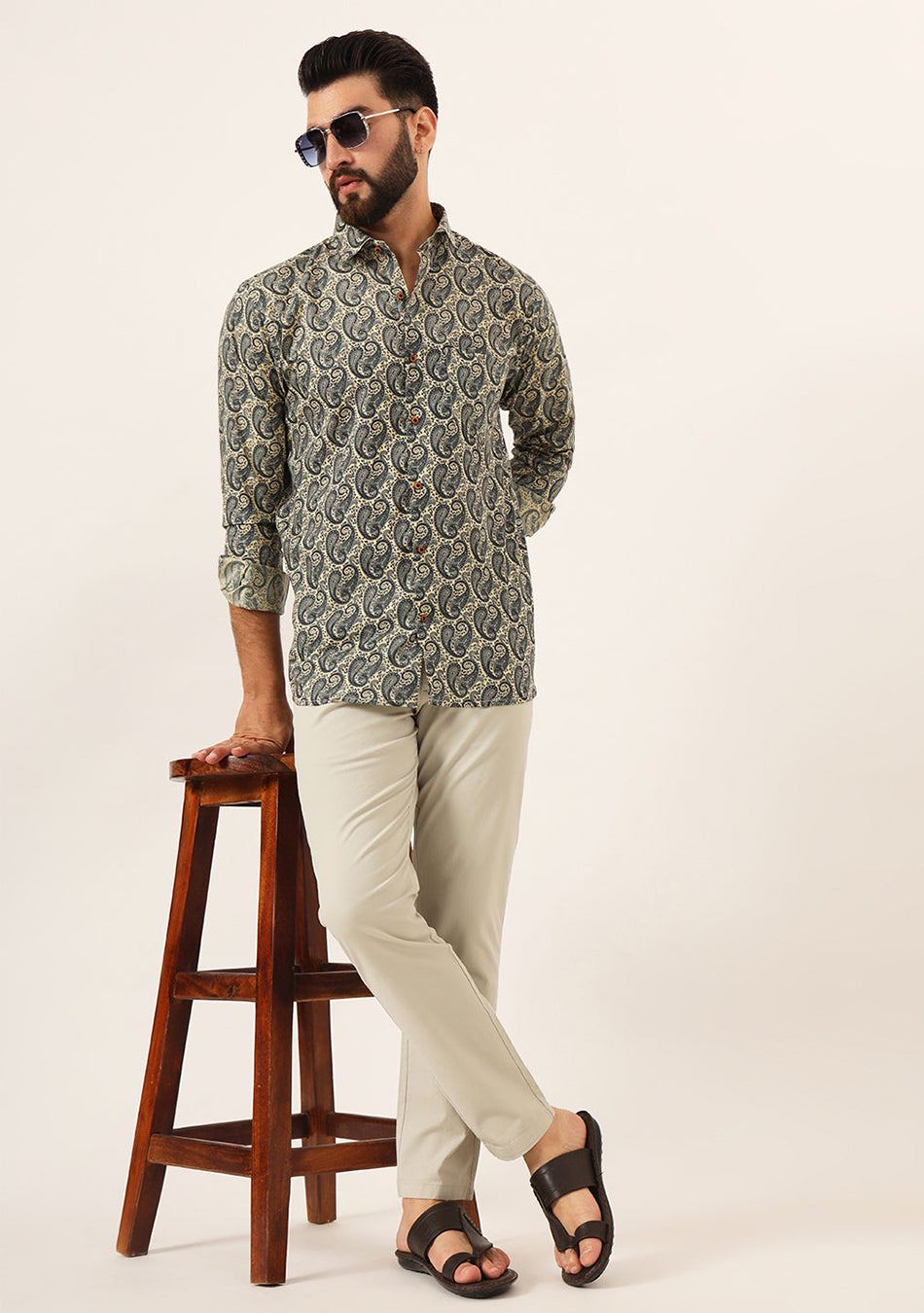 Blue Paisley Print Pure Cotton Regular Fit Casual Shirt