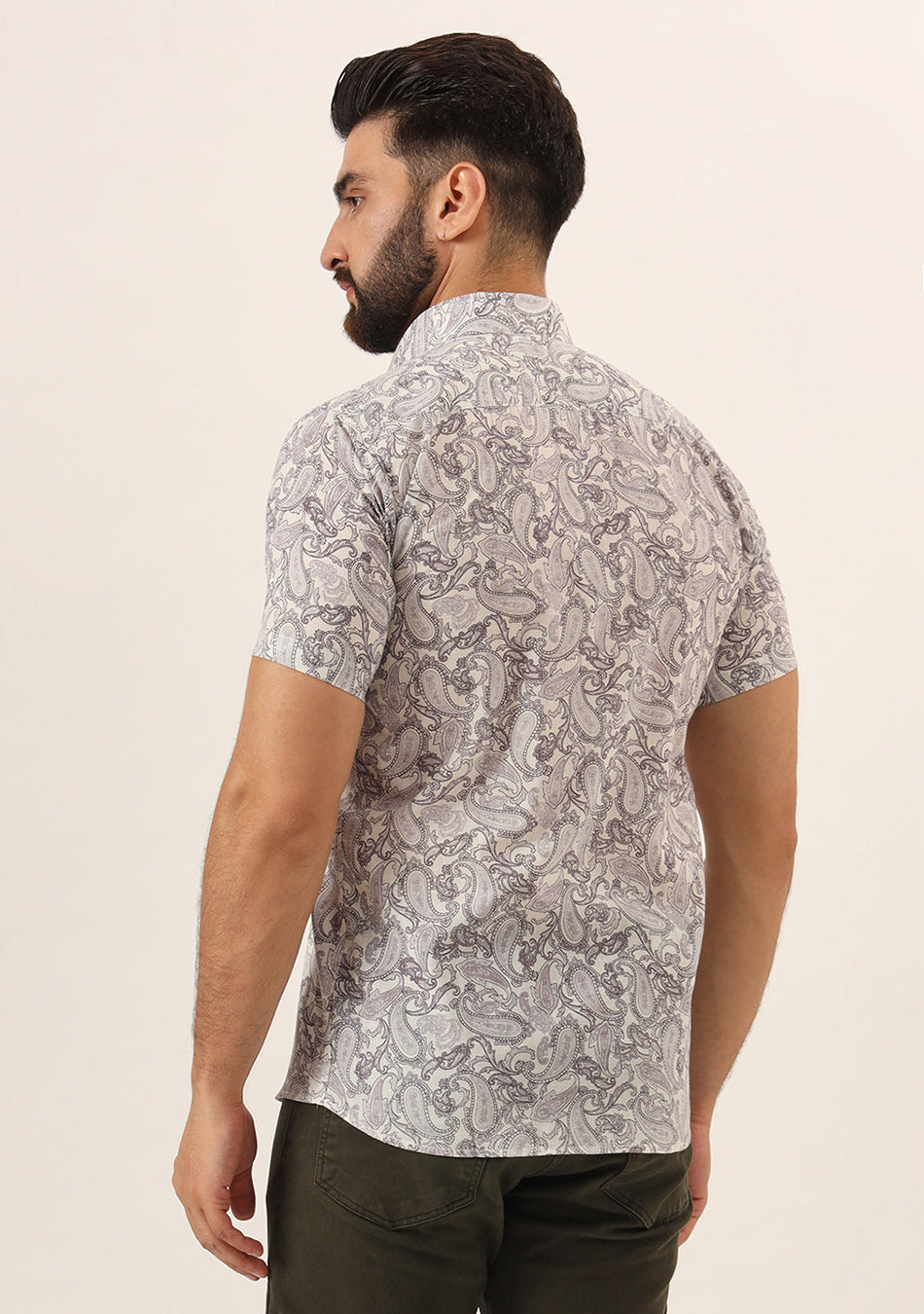 Lavender Paisley Print Pure Cotton Regular Fit Casual Shirt