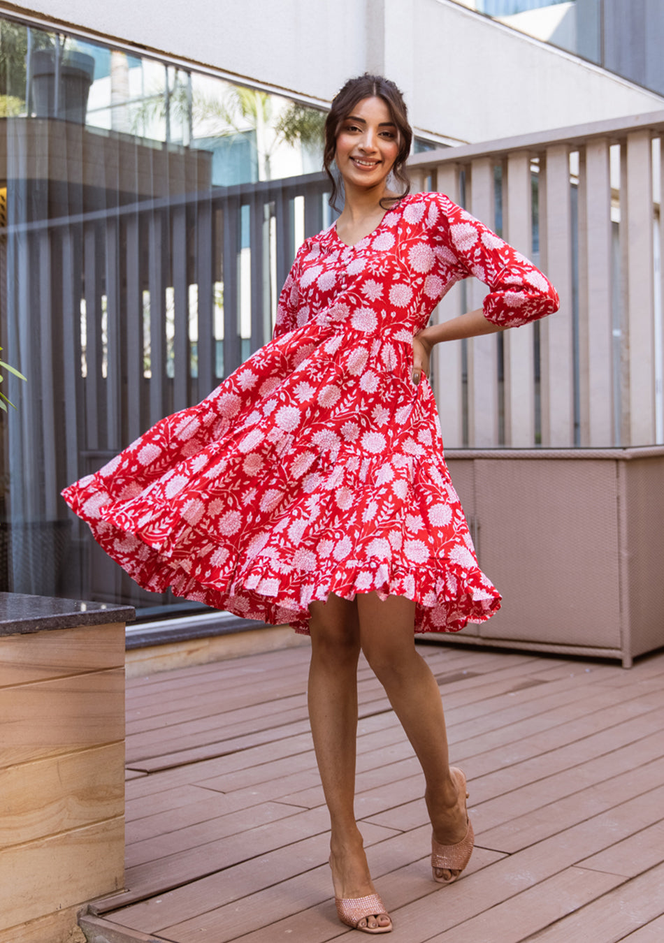 Red Floral Delight Dress