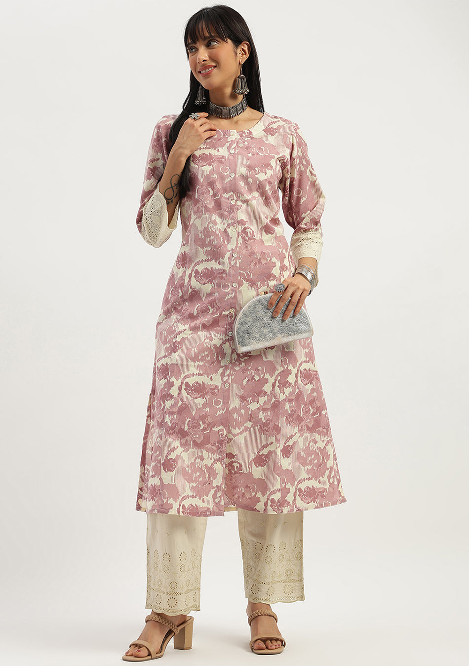 Blush Bloom Schiffli Kurta